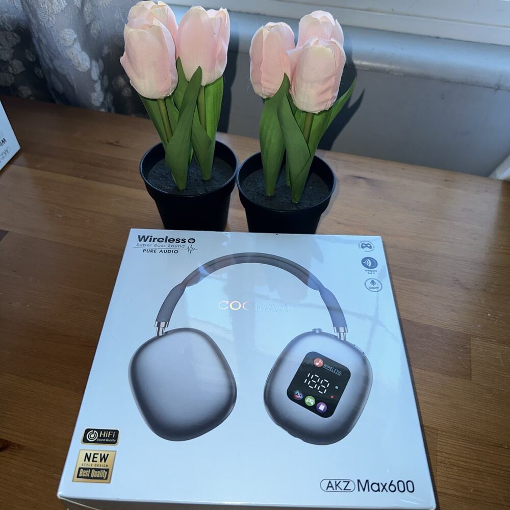 COOL.Art AKZ Max600 Bluetooth Wireless Over-Ear 40mm Mic LED Gray
